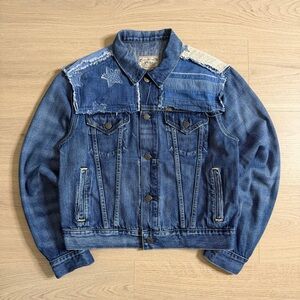 Polo Ralph Lauren USA Patchwork Distressed Type 3 Denim Jacket Womens Medium